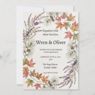 Invitación de boda del cardo del arce canadiense e