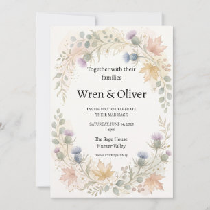 Invitación de boda del cardo del arce canadiense e