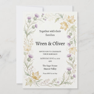 Invitación de boda del cardo del arce canadiense e