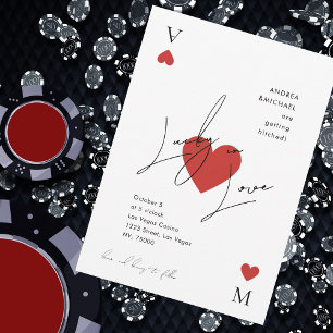 Invitación de boda del casino Vegas con corazón de