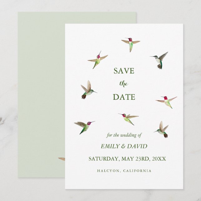 Invitación de boda del colibrí de Anna Guardar la  (Anverso / Reverso)