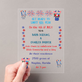 invitación de boda del cuatro de julio colores de