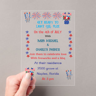 invitación de boda del cuatro de julio colores de
