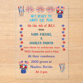 invitación de boda del cuatro de julio colores de