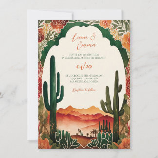 Invitación de boda del desierto de cactus mexicano