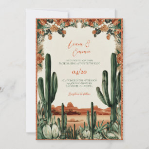 Invitación de boda del desierto de cactus mexicano