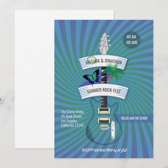 Invitación de boda del Festival de Rock de Verano (Anverso / Reverso)