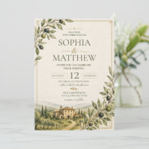 Invitación de boda del jardín de olivos toscano |