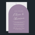 Invitación de Boda del Jardín del Arco Malva<br><div class="desc">Esta invitación de boda de jardín con arco de color malva combina el color romántico del verano con una silueta atemporal. Con elegante caligrafía en un diseño arqueado refinado, captura suaves flores malvas y un estilo de lujo silencioso moderno en un diseño elevado. Perfecta para la novia que planea una...</div>