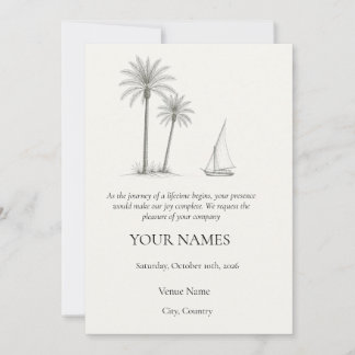 Invitación de boda del Nilo egipcio con palma y fa