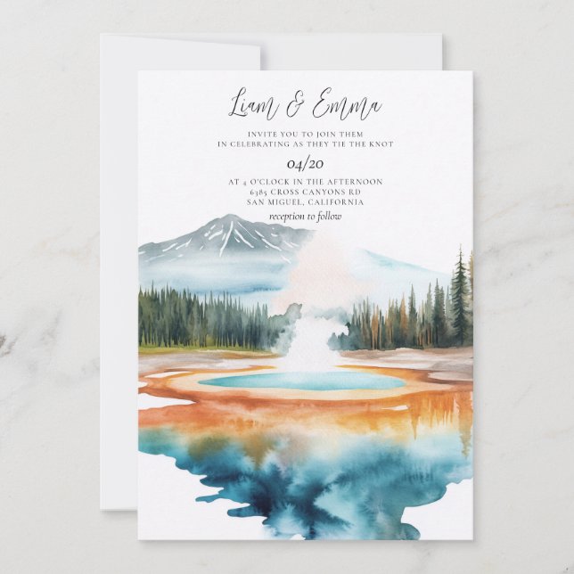 Invitación de boda del PARQUE NACIONAL YELLOWSTONE (Anverso)