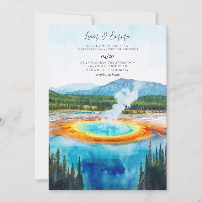 Invitación de boda del PARQUE NACIONAL YELLOWSTONE (Anverso)