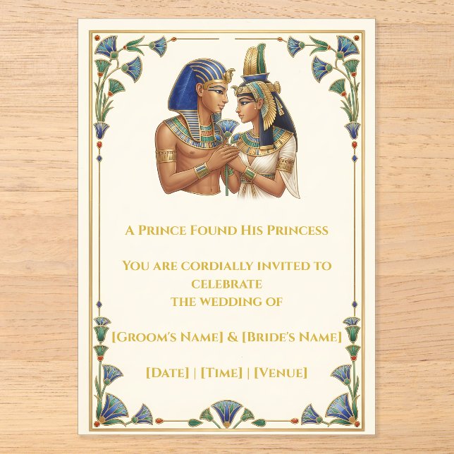 Invitación de Boda del Príncipe y Princesa Faraón  (Anverso)