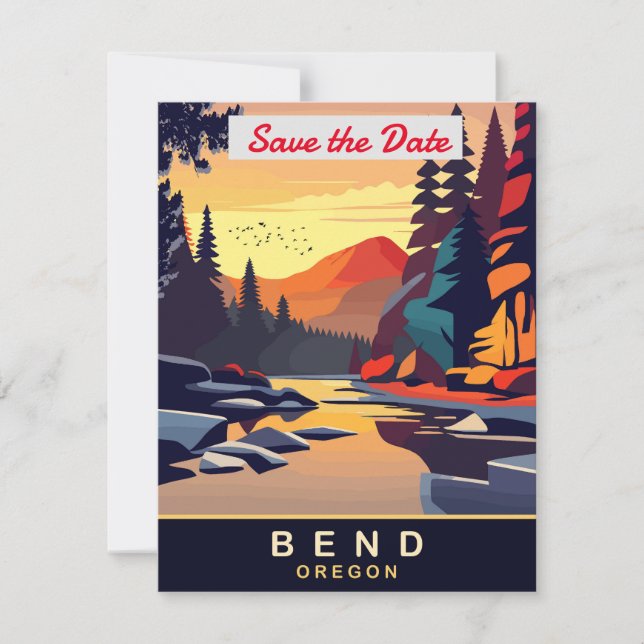 Invitación de boda del río de montaña de Bend Oreg (Anverso)