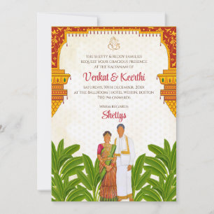 Invitación de boda del sur de la India Tarjeta de