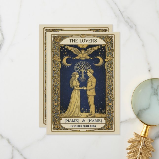 Invitación de Boda del Tarot Místico – Personaliza (Anverso/Reverso In Situ)