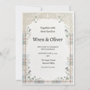 Invitación de boda del trébol del cardo irlandés e