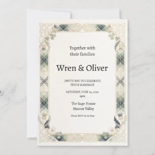 Invitación de boda del trébol del cardo irlandés e