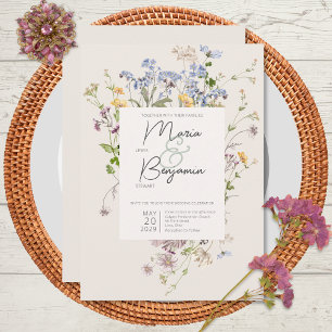 Invitación de boda delicada boho flores silvestres