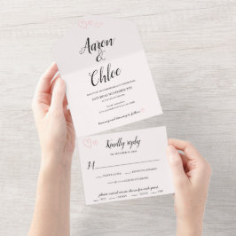 Invitación de boda delicada caligrafía todo en uno