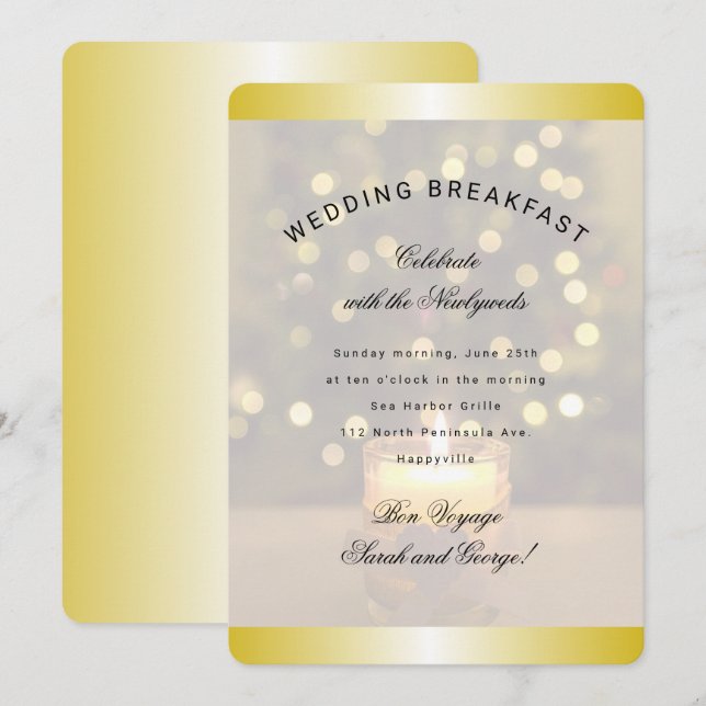 Invitación de boda desayuno con vela de Navidad de (Anverso / Reverso)