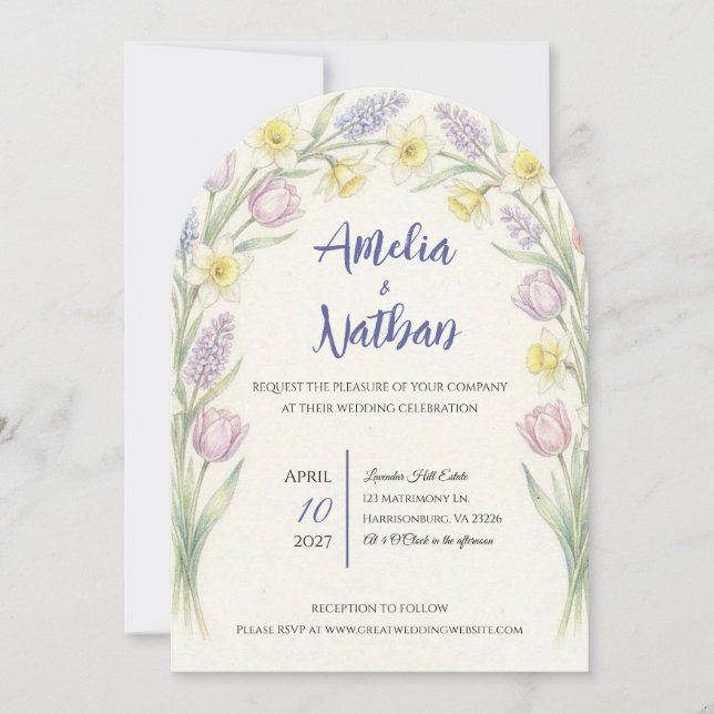 Invitación de boda Despertar de primavera (Anverso)