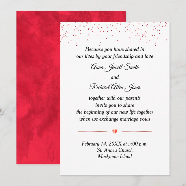 Invitación de Boda Día de San Valentín (Anverso / Reverso)