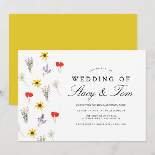 Invitación de Boda Dibujada a Mano con Flores Silv