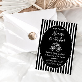 Invitación de boda dibujada a mano en blanco y neg