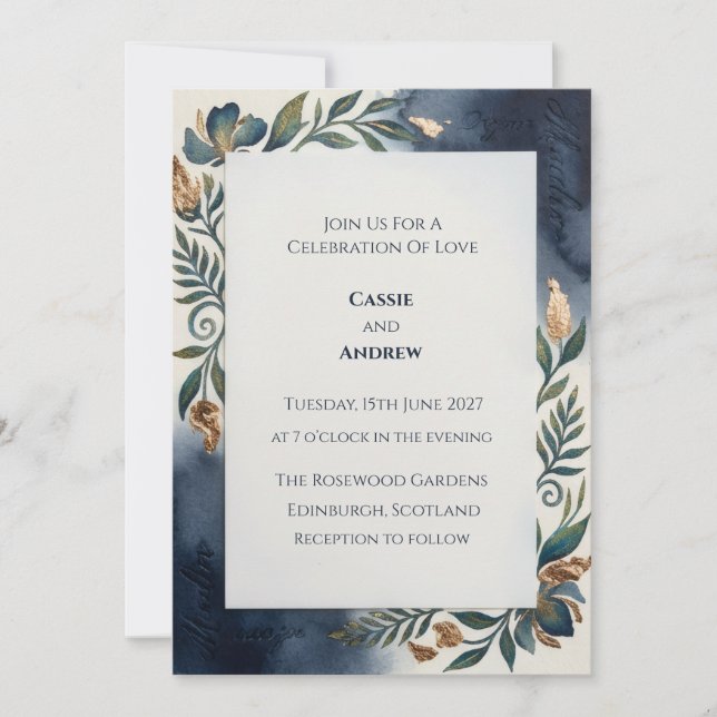 Invitación de boda digital para lugar elegante (Anverso)