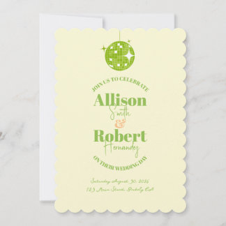 Invitación de boda disco retro