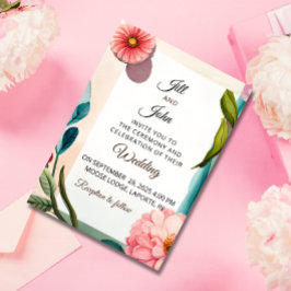 Invitación de Boda Diseño Botánico Floral Pastel