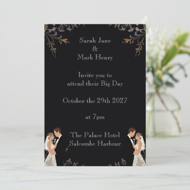 Invitación de boda diseño que puedes personalizar (Anverso de pie)