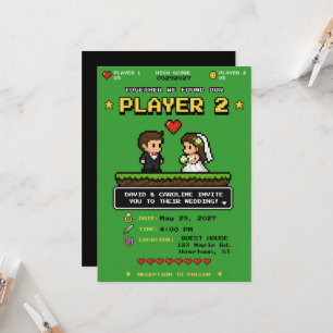 Invitación de Boda Divertida de Videojuego Retro V
