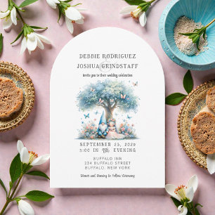 Invitación de boda divertida gnomos caprichosos