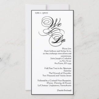 Invitación de Boda Doble Cara 8x4 B&W We Do
