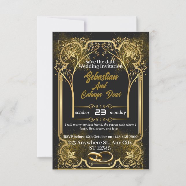 Invitación de Boda Dorada (Anverso)
