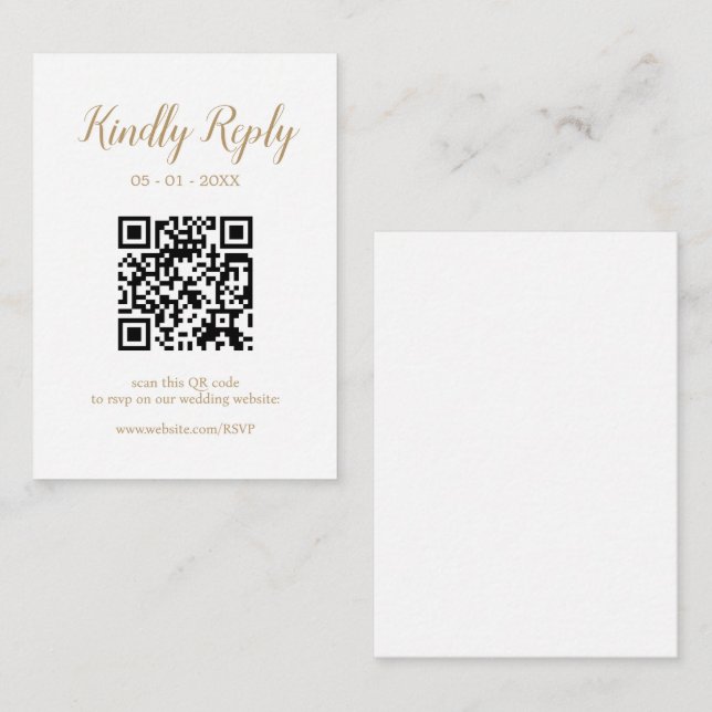 Invitación de boda dorada con caligrafía editable  (Anverso / Reverso)
