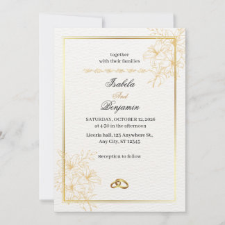 Invitación de boda dorada elegante