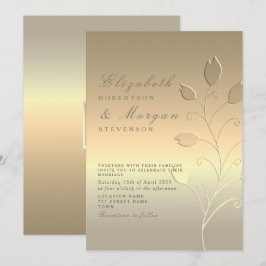 Invitación de boda dorada elegante moderna