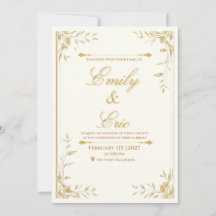 Invitación de Boda Dorada Elegante - Susurro de Or