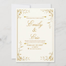 Invitación de Boda Dorada Elegante - Susurro de Or