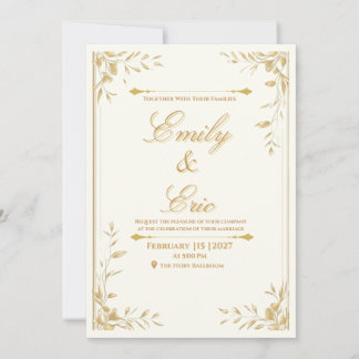 Invitación de Boda Dorada Elegante - Susurro de Or