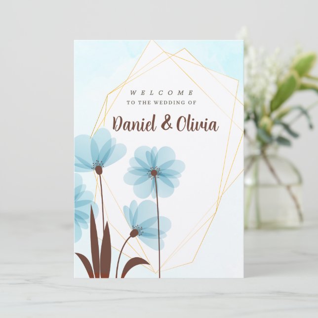 Invitación de boda dorada geométrica - Multicolor (Anverso de pie)