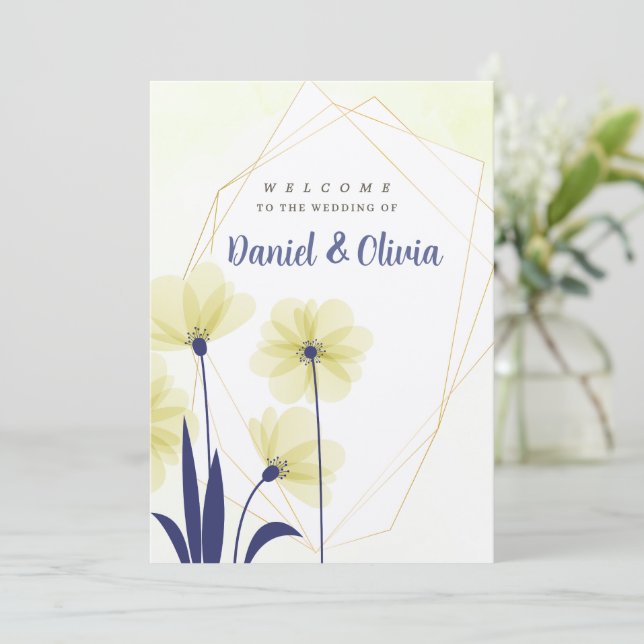 Invitación de boda dorada geométrica - Multicolor (Anverso de pie)