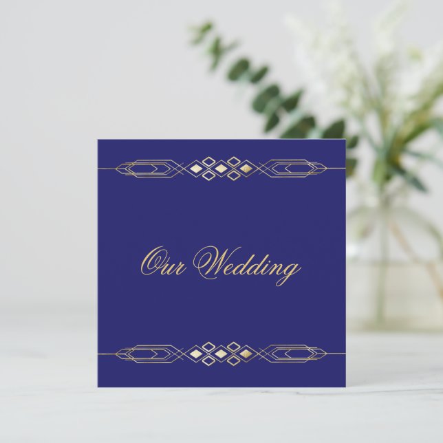 Invitación de boda dorada glamurosa (Anverso de pie)