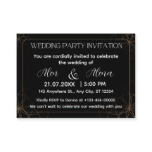 Invitación de boda dorada negra
