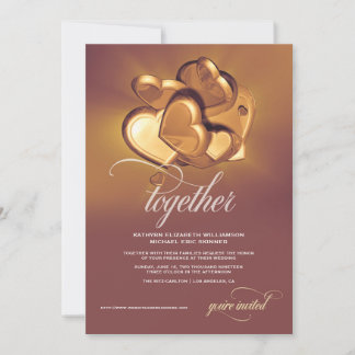 Invitación de boda dorada radiante juntos