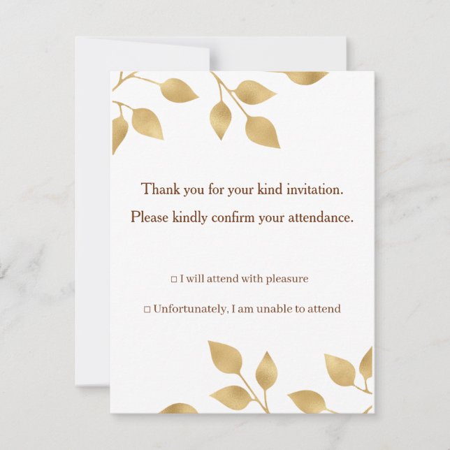 invitación de boda dorada template (Anverso)