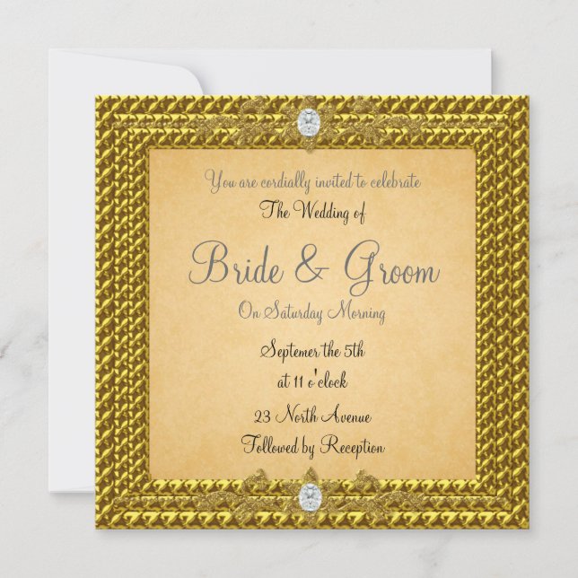 Invitación de boda dorada única y elegante (Anverso)